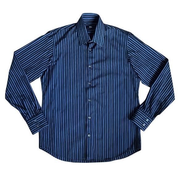 Hugo BOSS Stripped Shirt in Blue/BlackSize 15.5 (34/35)